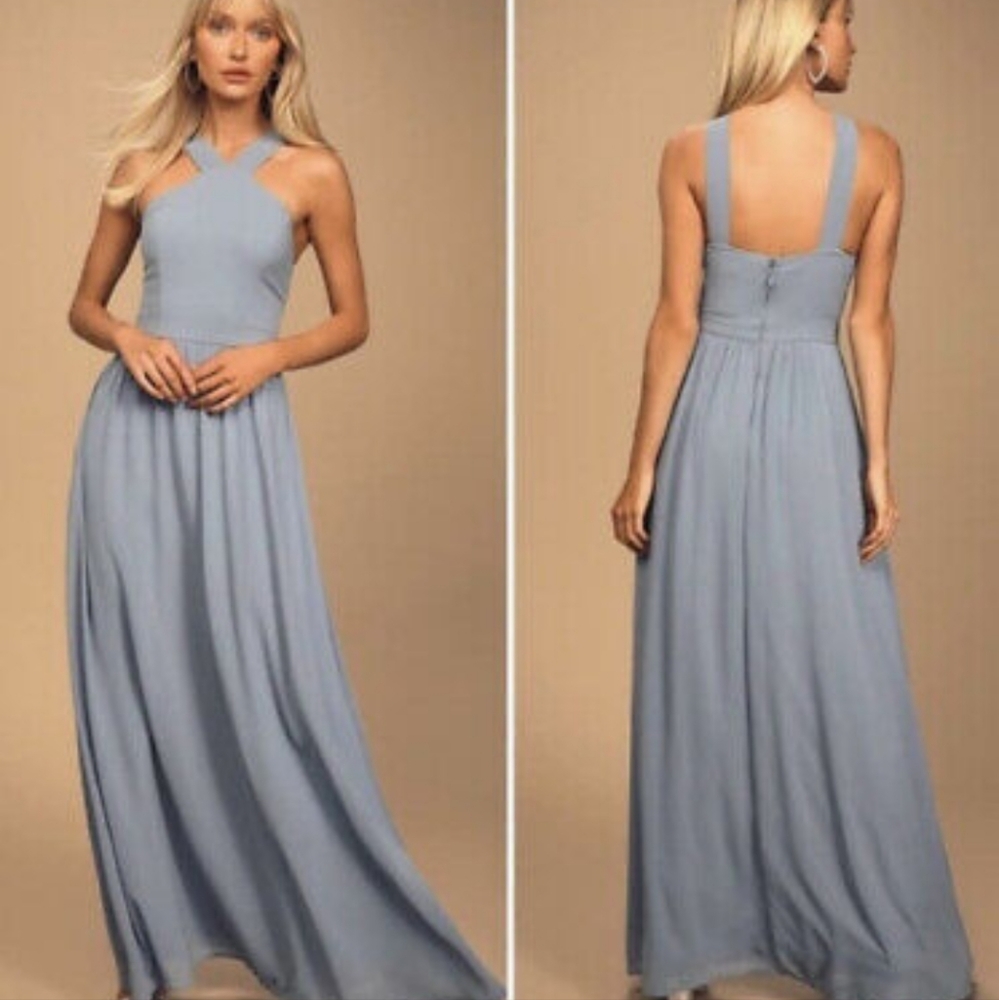 Lulu's air of romance blue maxi dress size small